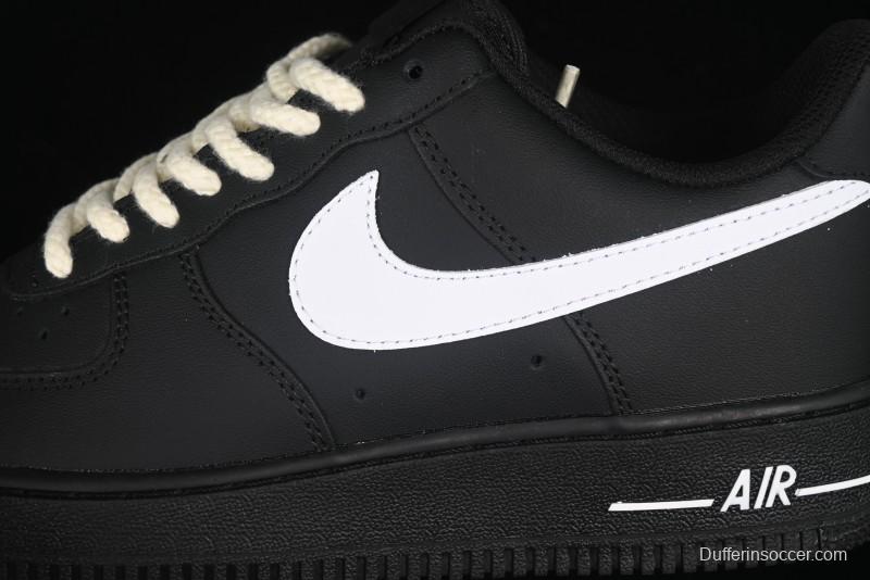 Nike Air Force 1 '07 Low Casual Sneakers in Black & White with Hemp Rope Detailing - ZH0316-073
