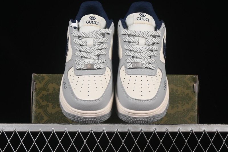 Nike Air Force 1 '07 Low Gucci Collaboration Grey Blue Swoosh Casual Sneakers - XS1958-543