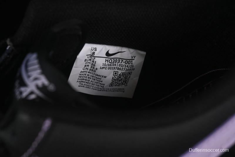 Nike Air Force 1'07 Low Casual Sneakers in Black with Purple Swoosh - HQ2037-001