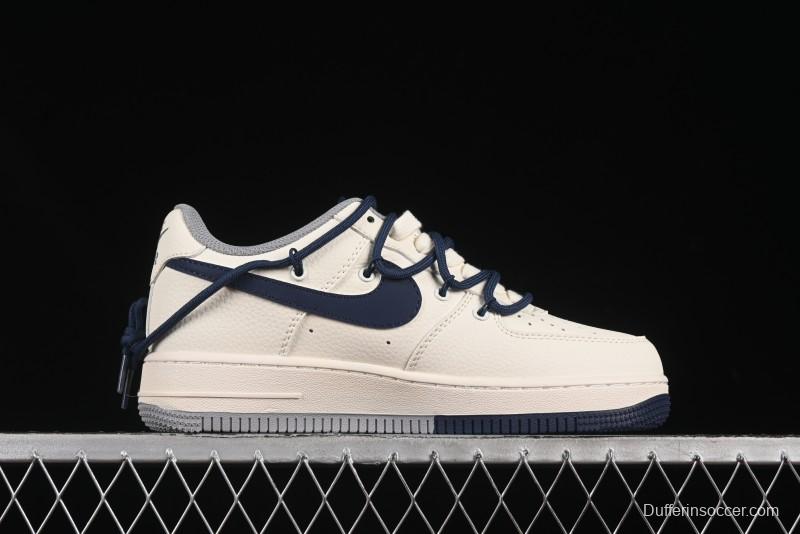 Nike Air Force 1 '07 Low Supreme Collaboration Two-Tone Blue Grey Lace-Up Casual Sneakers - DM6868-068