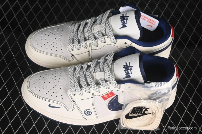 Nike Air Jordan 1 Low AJ1 Year of the Snake Limited Edition Blue Hook Woven Custom High-End Retro Basketball Shoes - YX5066-316