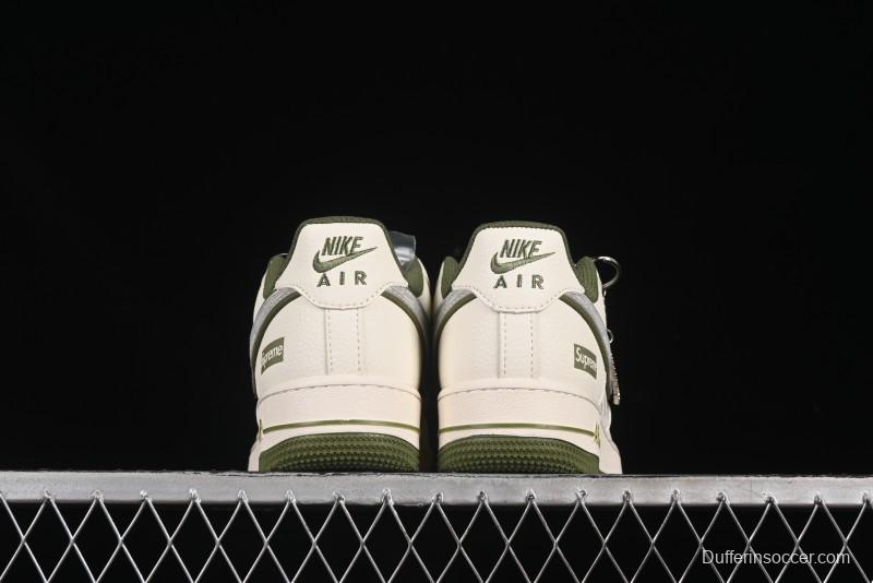 Nike Air Force 1 '07 Low Supreme Collaboration Military Green Multi Swoosh Casual Sneakers - XX3168-148