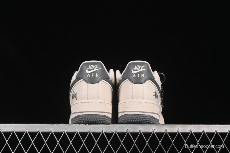 Nike Air Force 1 '07 Low Stussy Collaboration Pig Grey Swoosh Grey Sole Casual Sneakers - XX3168-126