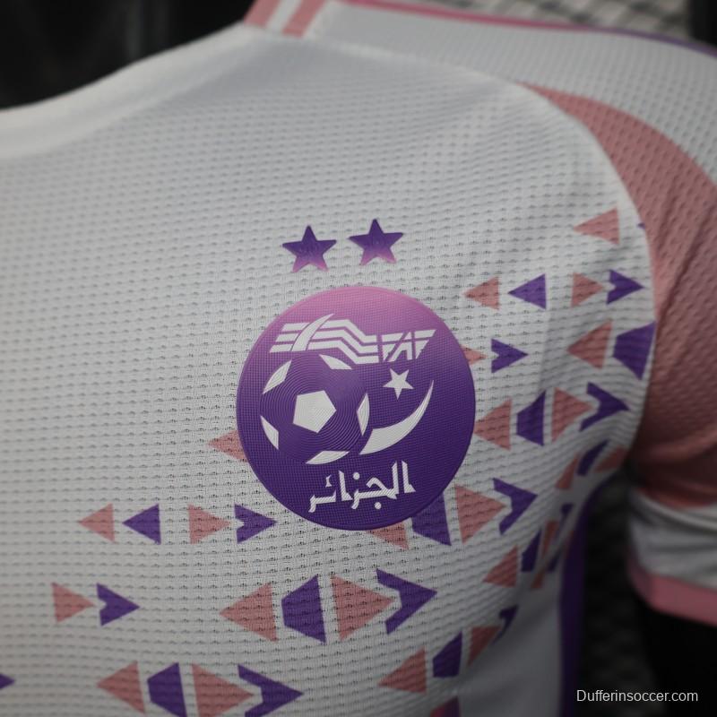 Player Version 2025 Algeria White-Pink with Geometric Pattern Jersey