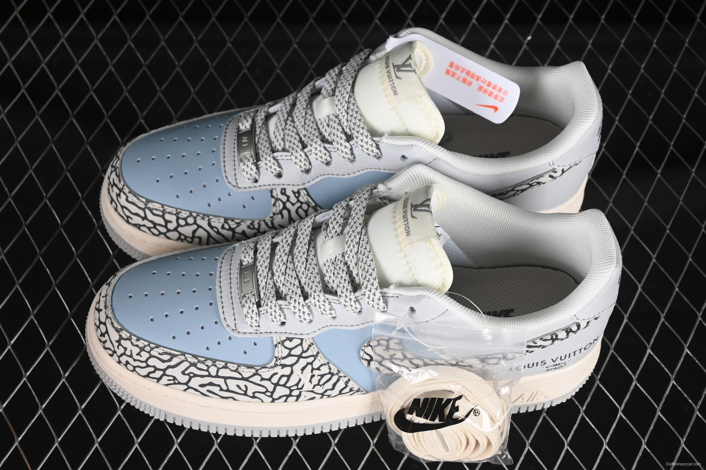 Nike Air Force 1'07 Low LV Collaboration Grey Blue Stone Texture Casual Sneakers - ZH2598-307
