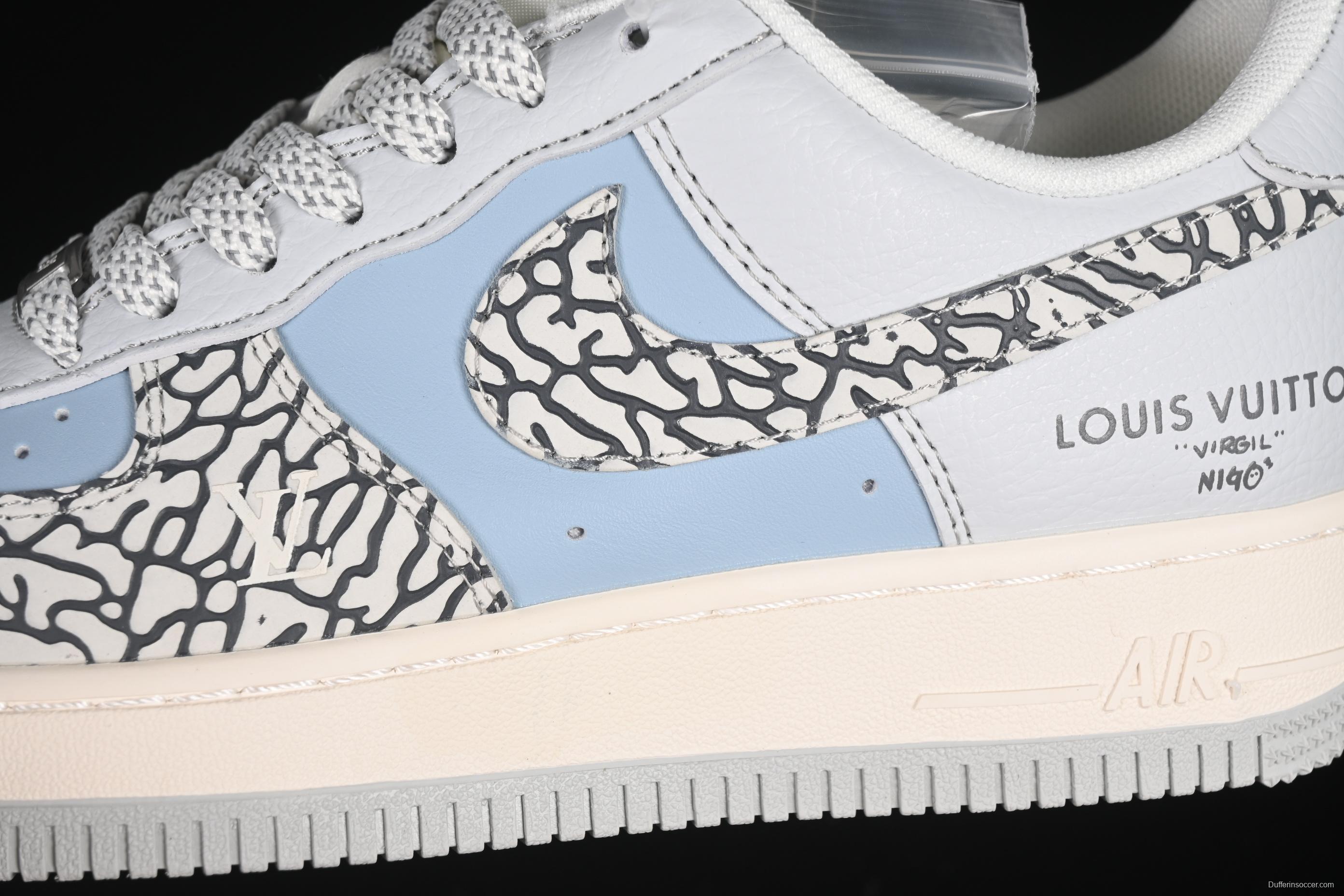 Nike Air Force 1'07 Low LV Collaboration Grey Blue Stone Texture Casual Sneakers - ZH2598-307