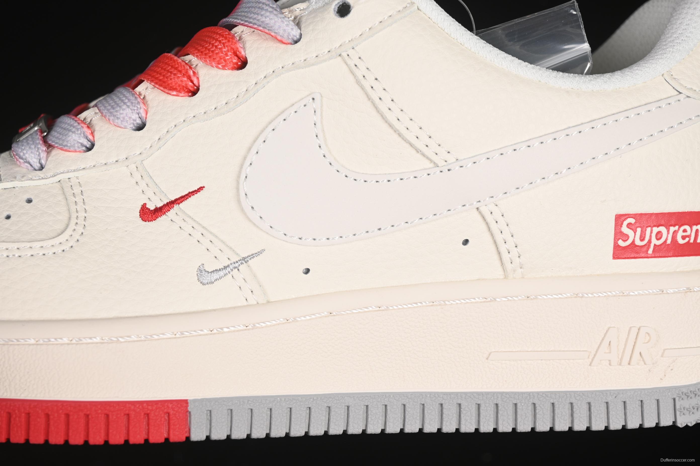 Nike Air Force 1 '07 Low Supreme Collaboration Two-Tone Red Grey Casual Sneakers - XX3168-157