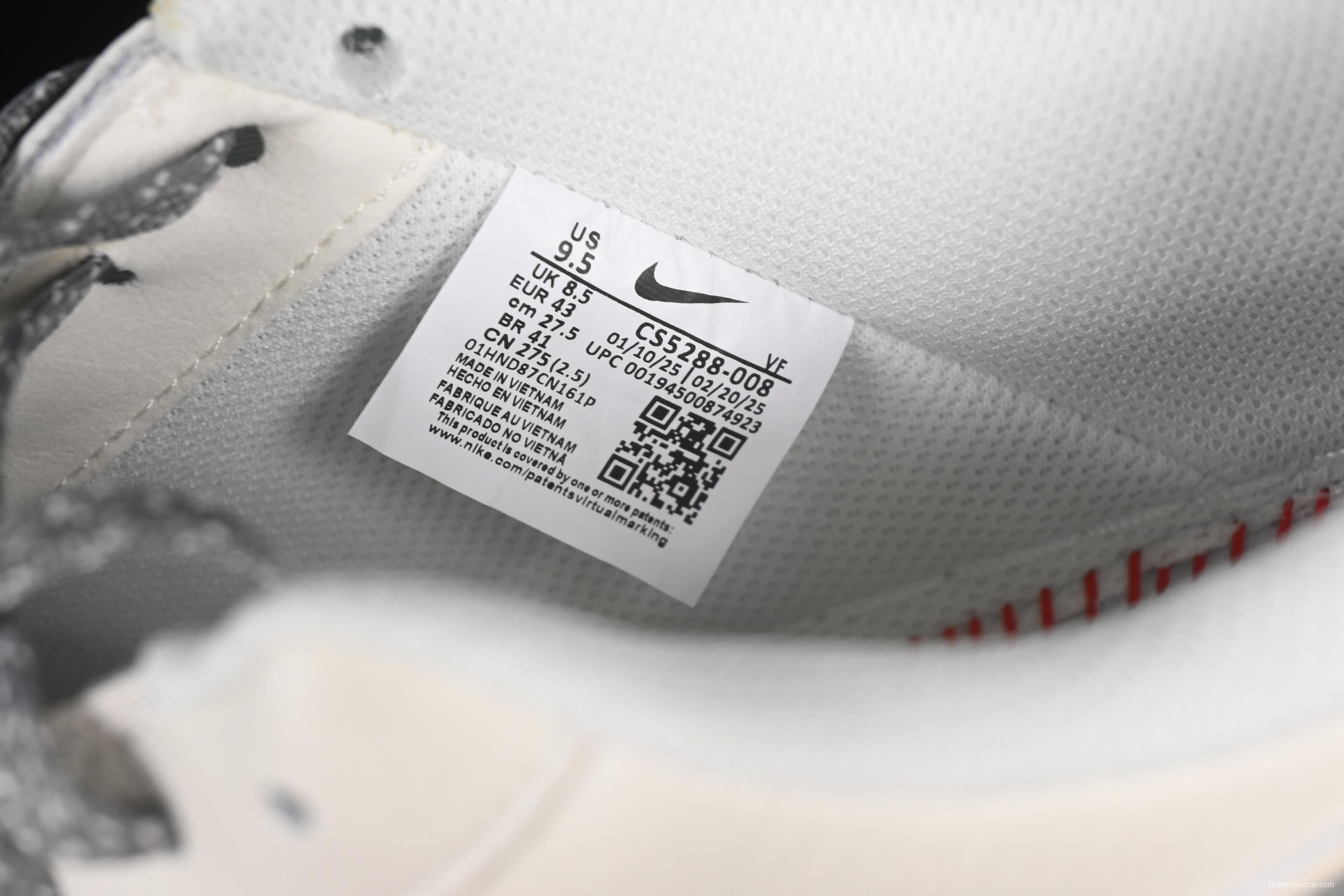 Nike Air Force 1'07 Low Stussy Collaboration Grey Swoosh Grey Base Red Label Casual Sneakers - CS5288-008