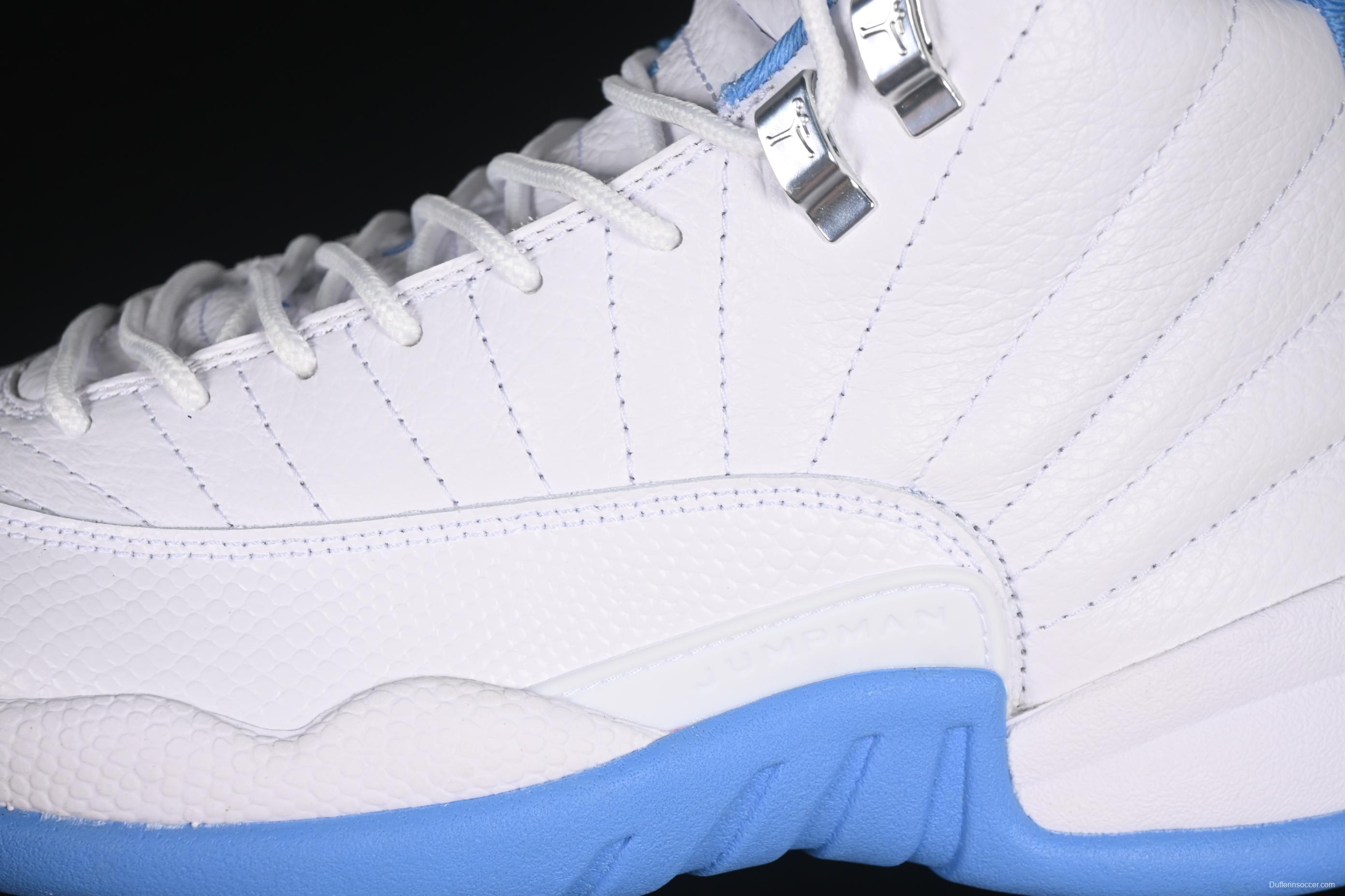 Nike Air Jordan 12 Retro Basketball Shoes in White University Blue - CT8013-112