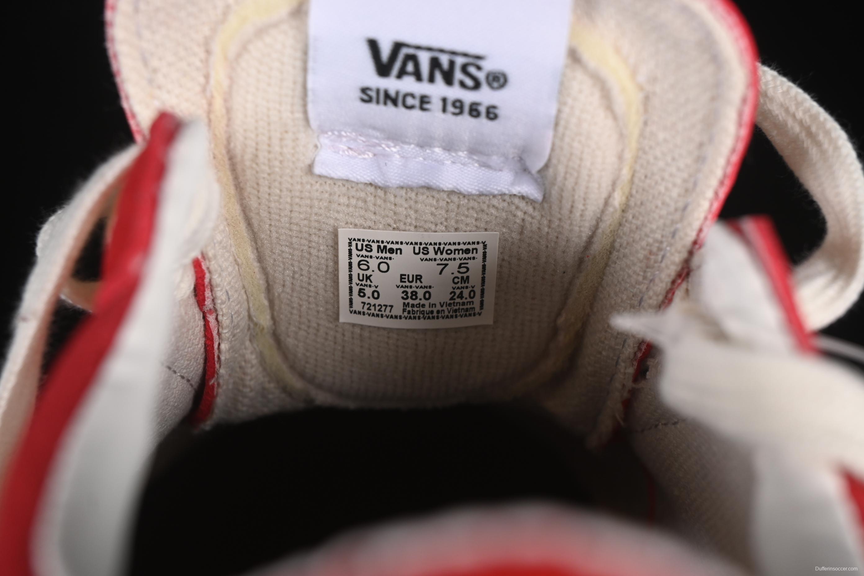 Vans Sk8-Low White Red Anti-Slip Casual Skate Shoes - VN0A4UWIXGJ