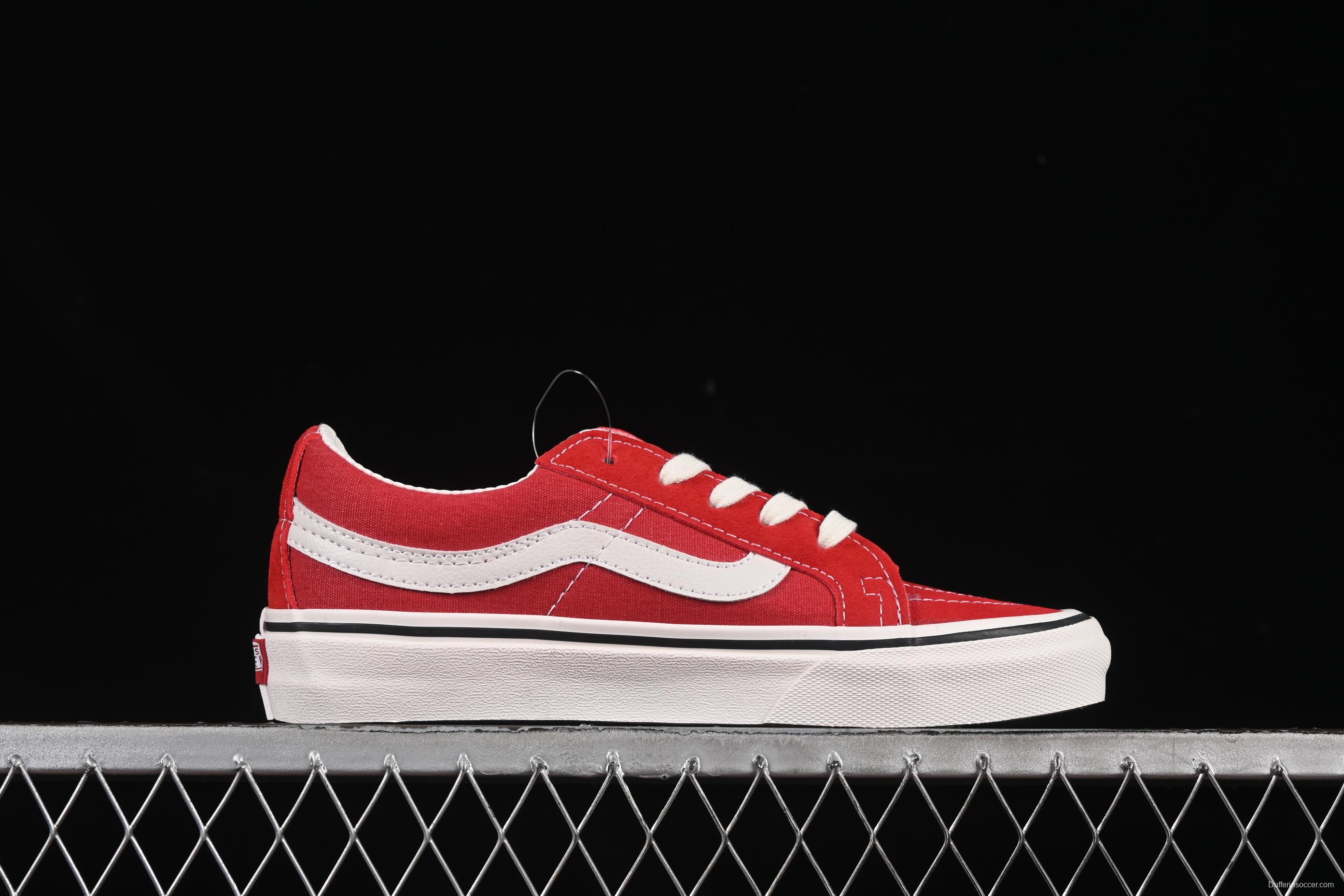 Vans Sk8-Low White Red Anti-Slip Casual Skate Shoes - VN0A4UWIXGJ