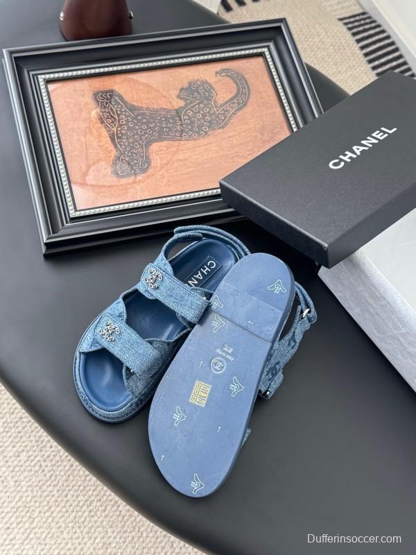 2025 Women Chanel Blue Denim Sandals LY00320