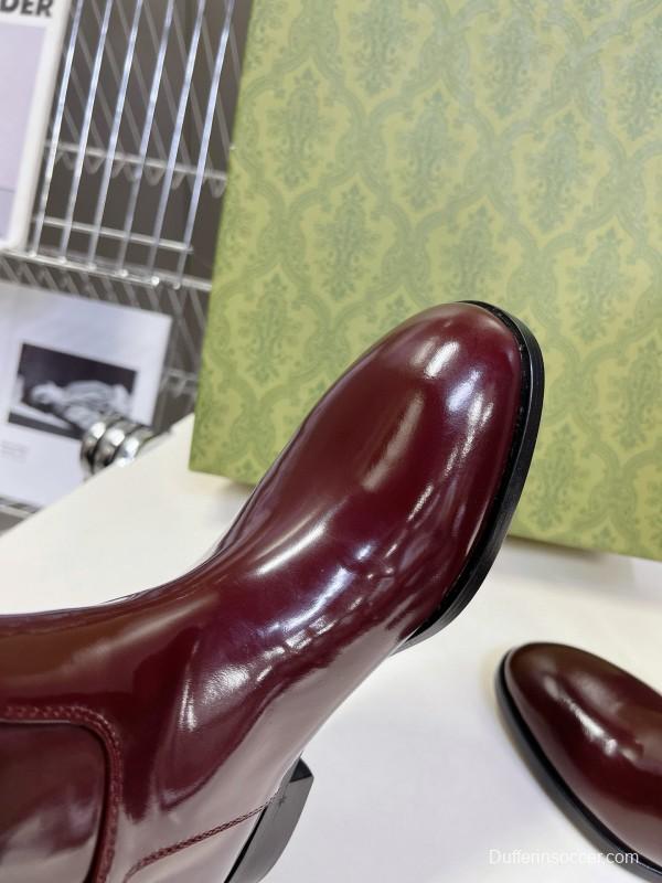 2024 Women Gucci Burgundy Leather Boots