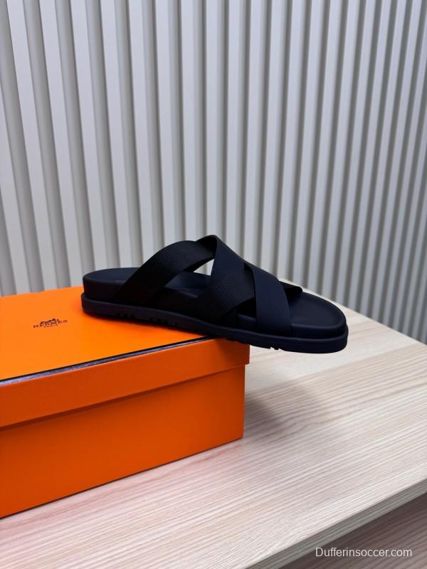 2025 Men HERMÈS Brown Leather Sandals