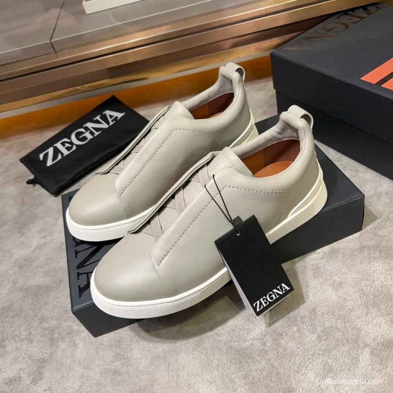 2024 Men Ermenegildo Zegna White Leather Sneakers MJ00280
