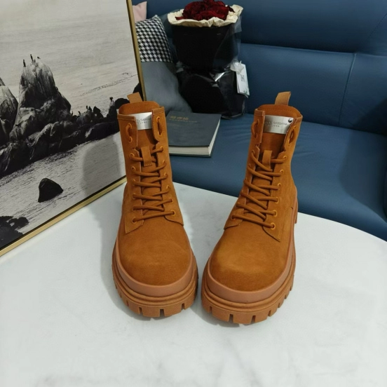 2024 Men Dolce & Gabbana Brown Suede Leather Boots