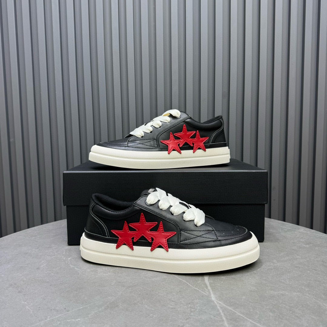 2024 Unisex Amiri Black Red Leather Sneakers MJ00300