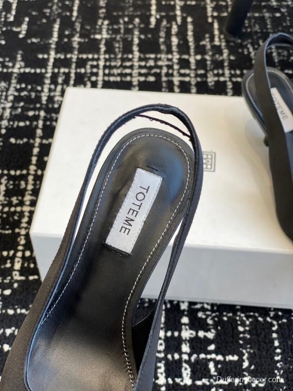 2025 Women Toteme Black Fabric Slingback Pointed Toe Heels