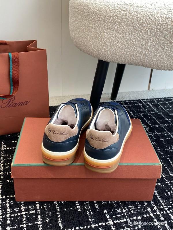 2024 Unisex Le Parmentier Blue Navy Leather Suede Plimsolls MJ00320