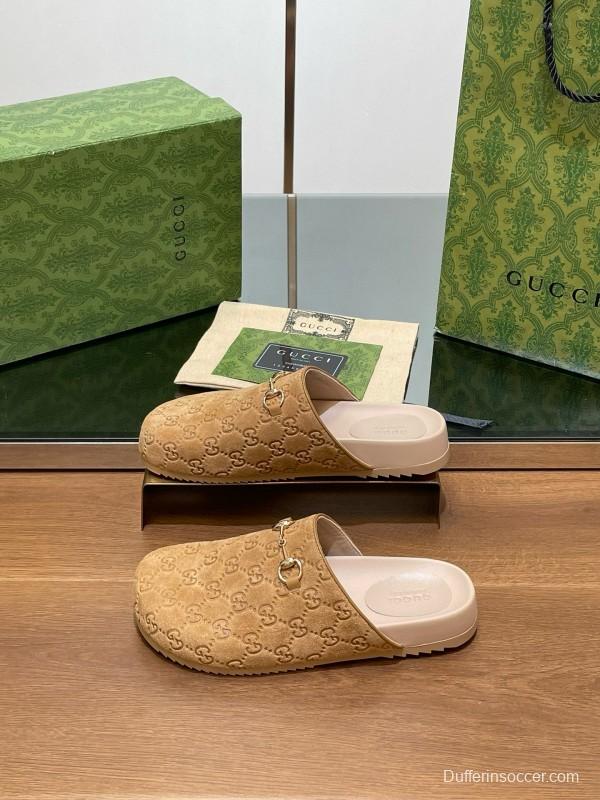 2024 Slippers Gucci Beige Suede Slippers MJ00280
