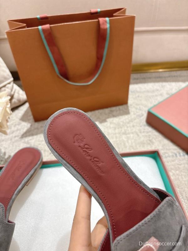 2025 Slippers LP Grey Suede Slippers LY00270