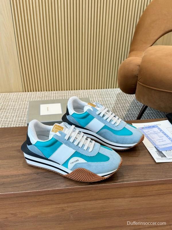 2025 Unisex TOM FORD Blue White Black Suede Leather Sneakers LY00360(F)/LY00370(M)