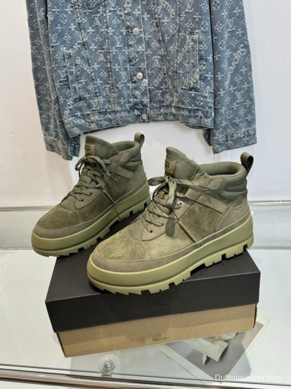2024 Unisex UGG Black Chestnut Military Green Sheepskin Work Boots MJ00300