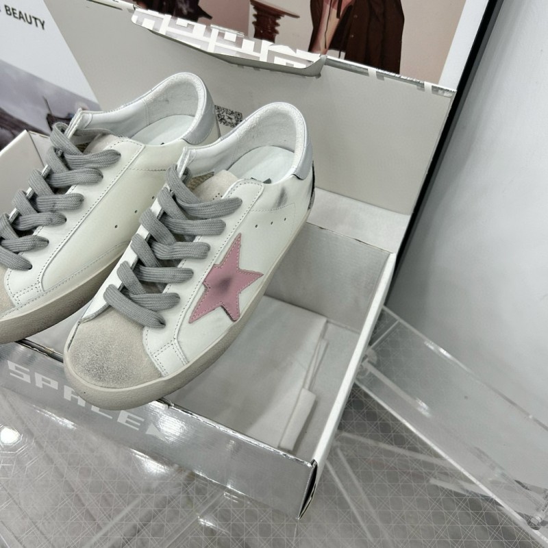 2025 Women GGDB White Pink Leather Sneakers