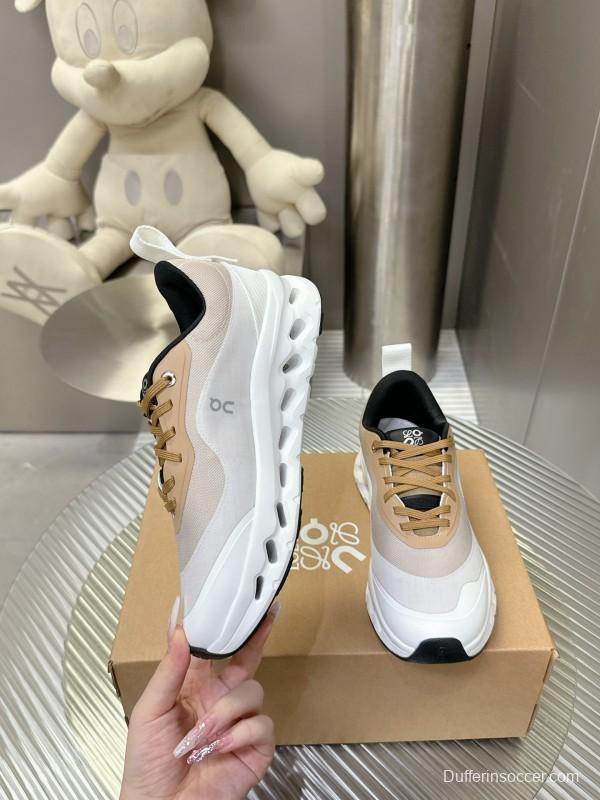 2025 Unisex Loewe White Beige Mesh Leather Sneakers