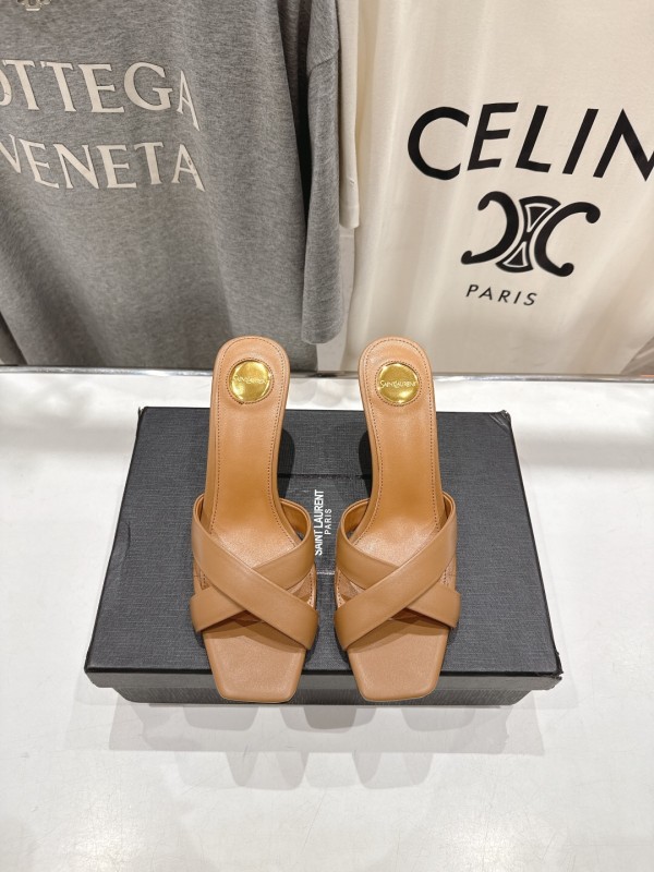 2025 Women Yves Saint Laurent Beige Leather High Heels