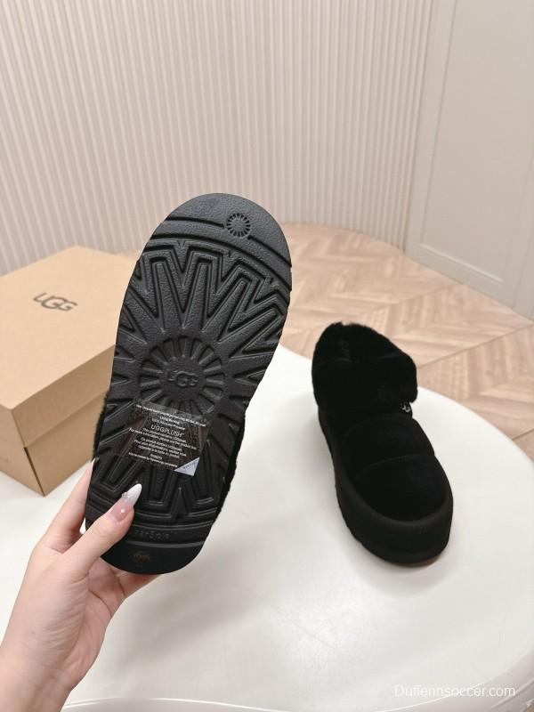 2024 UGG Black Suede Sheepskin Slippers