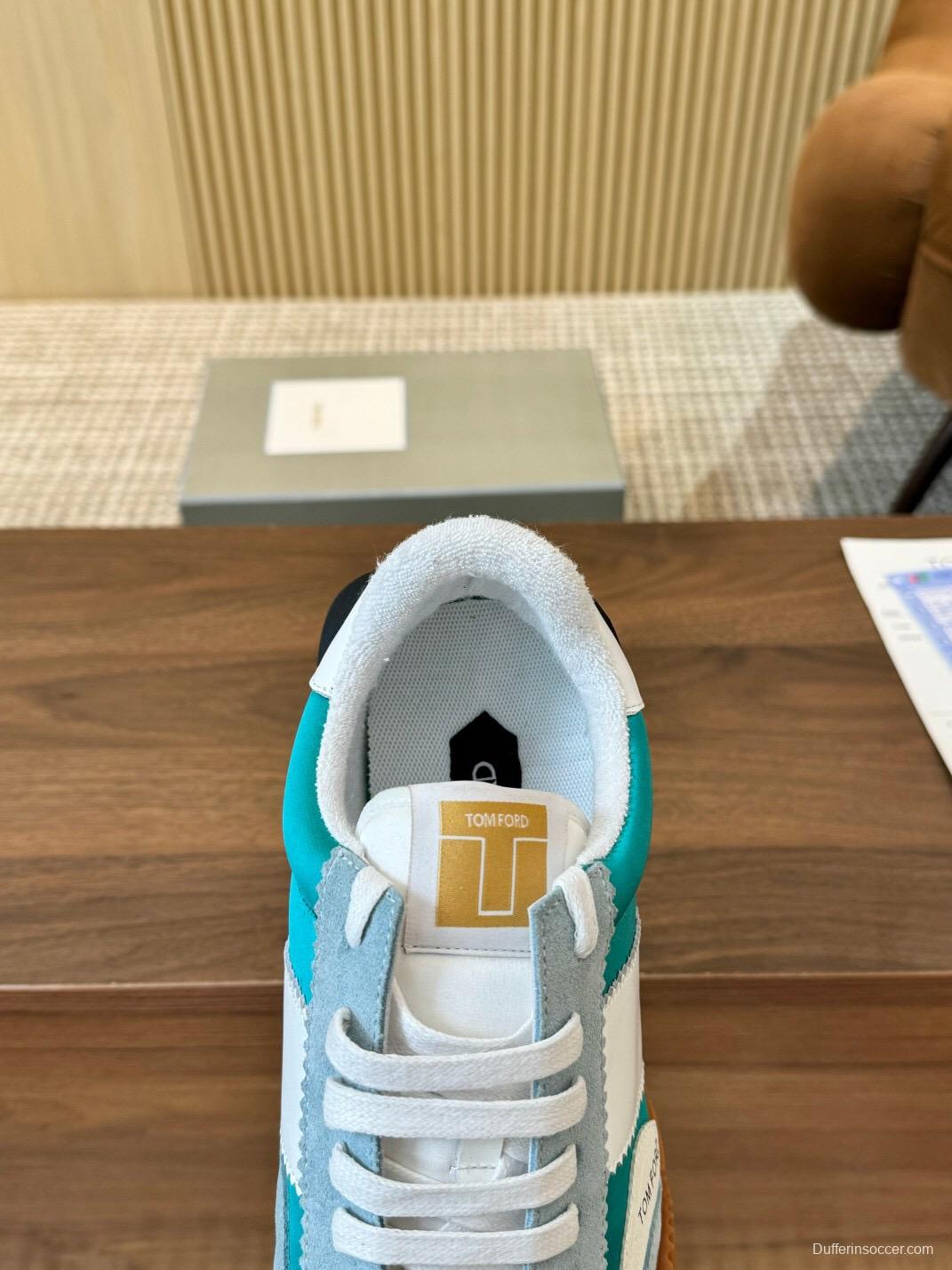 2025 Unisex TOM FORD Blue White Black Suede Leather Sneakers LY00360(F)/LY00370(M)