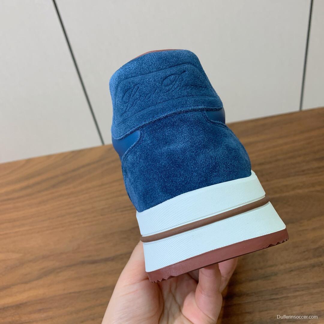 2025 Unisex Le Parmentier Blue Brown Suede Leather Sneakers LY