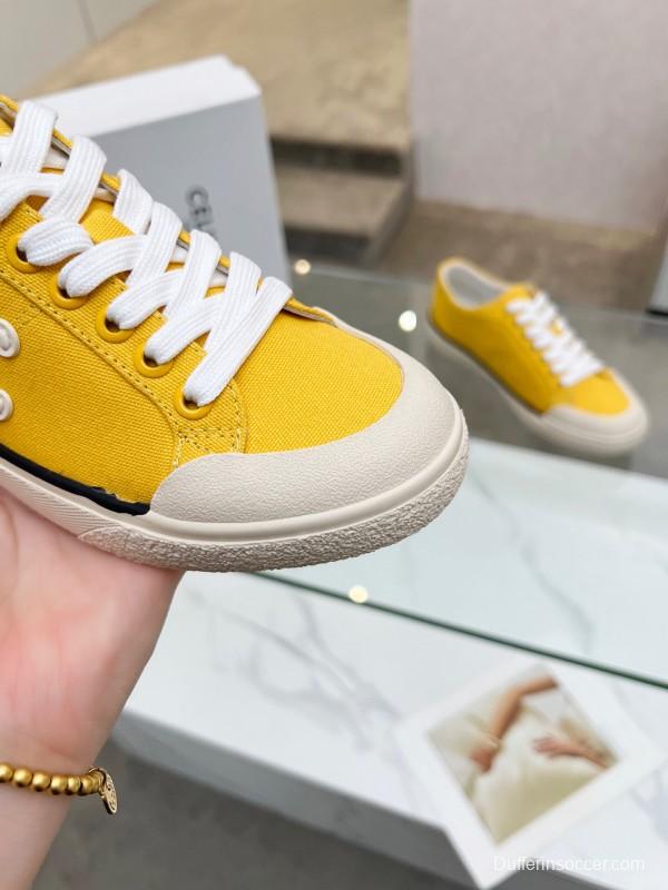 2025 Women Celine Yellow Canvas Sneakers LY00210