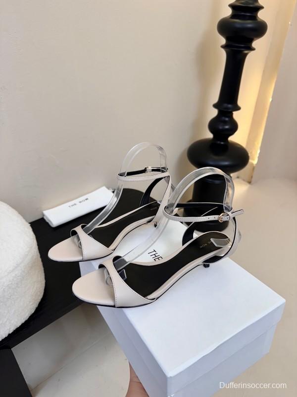 2025 Women The Row Beige Leather Flat Sandals