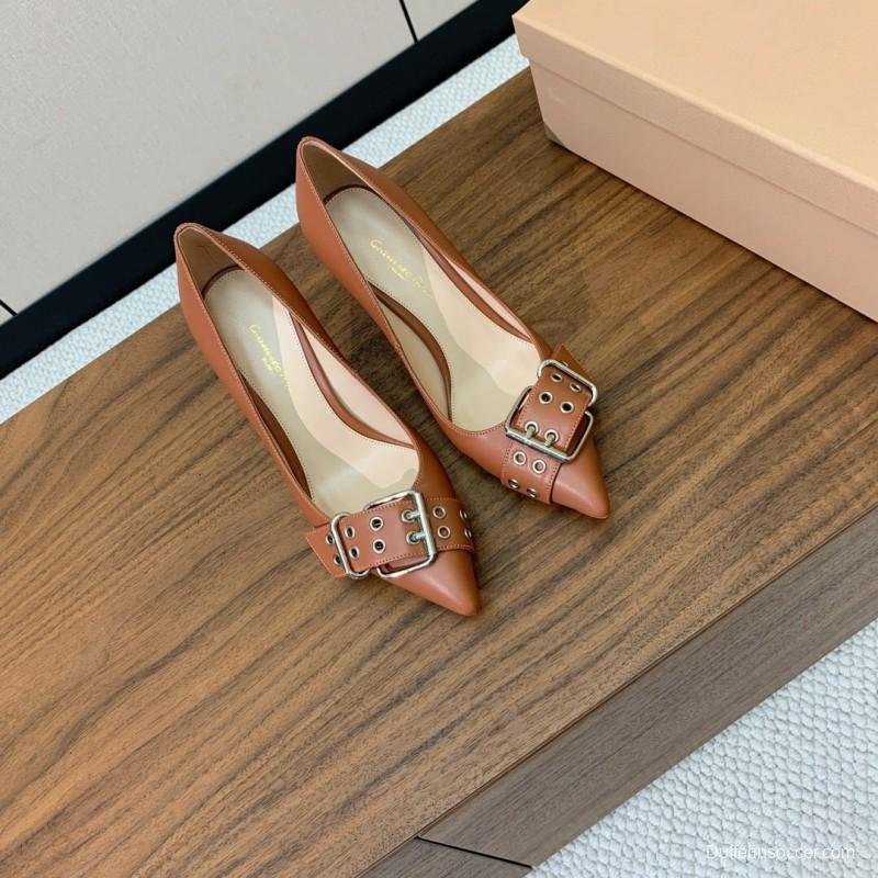 2025 Women Gianvito Rossi Brown Leather Heels KFY00300