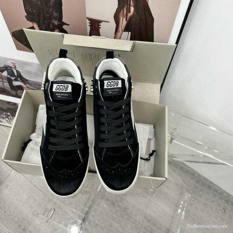 2024 Unisex GGDB Black Silver Suede Leather High Top Sneakers MJ00300
