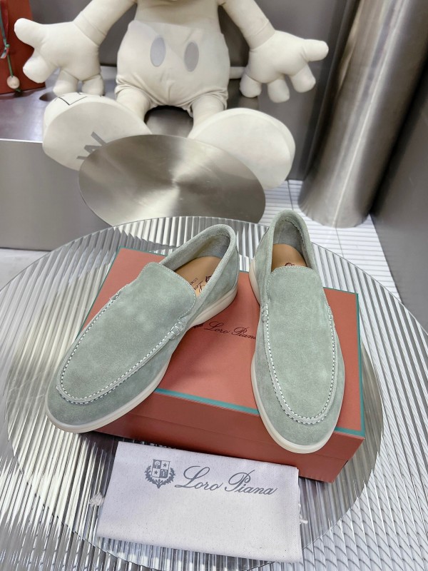 2025 Men LP Light Green Suede Loafers LY00260