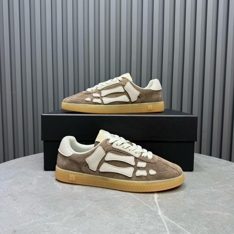 2024 Unisex Amiri Beige White Suede Leather Sneakers MJ00300