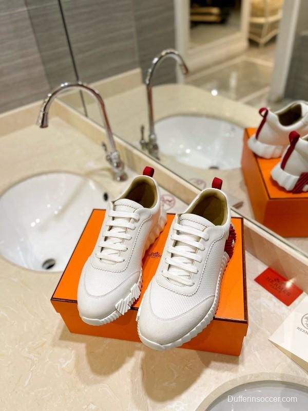 2024 Unisex Hermès white red leather sneakers