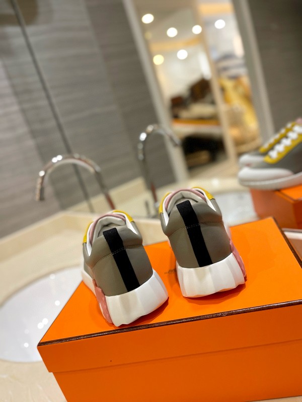 2024 Unisex Hermès Yellow Grey White Imported Silk Lambskin Imported Rain Velvet Casual Sneakers MJ00320