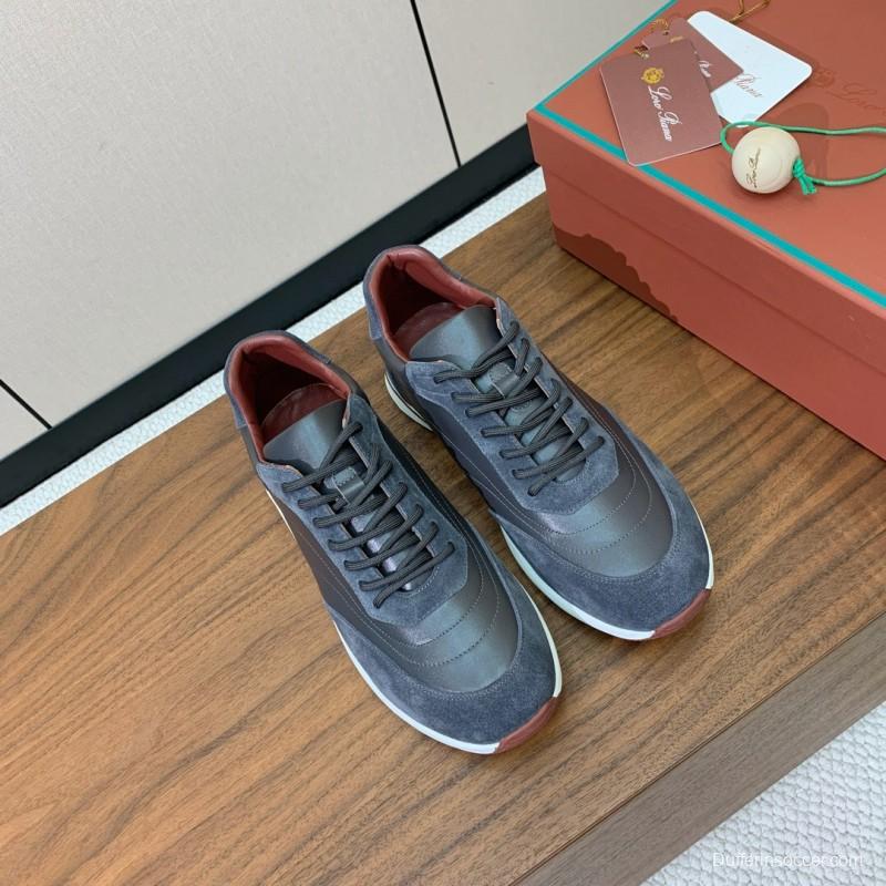 2025 Unisex Le Parmentier Grey Blue Suede Leather Sneakers LY