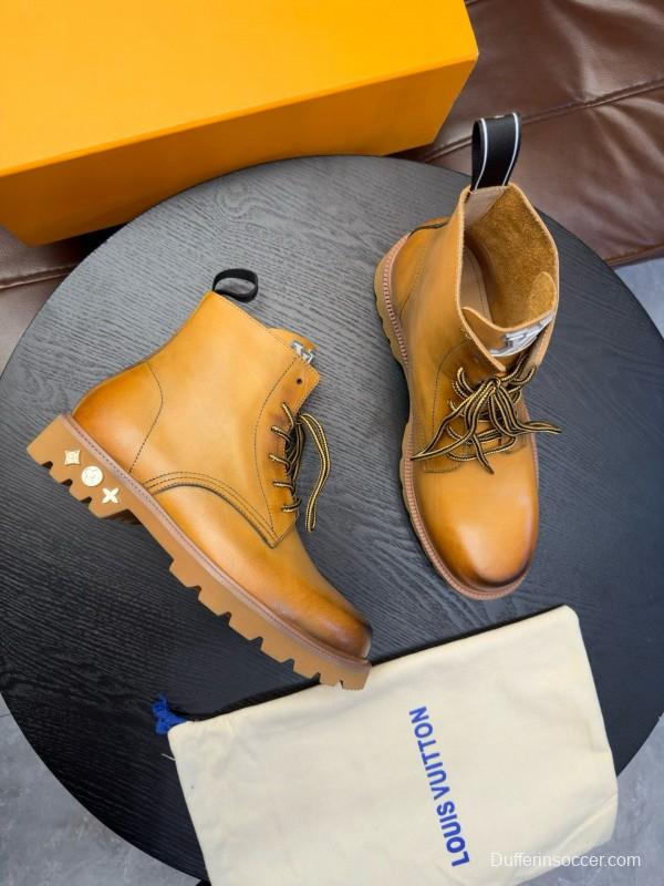 2024 Men Louis Vuitton Brown Leather Boots MJ00440