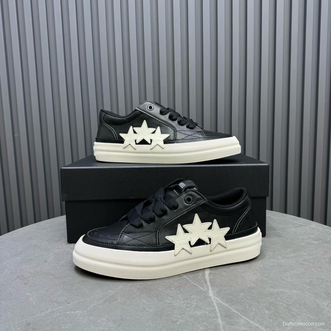 2024 Unisex Amiri Black White Leather Sneakers MJ00300