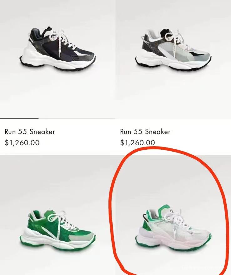 2025 Unisex Louis Vuitton White Green Leather Mesh Rubber Sneakers LY00340