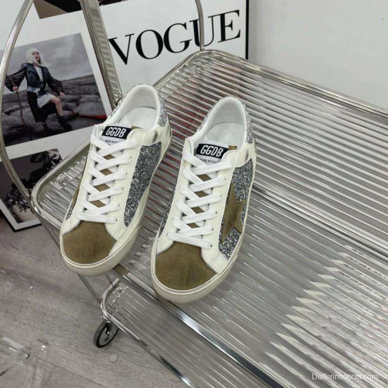 2025 Women GGDB Silver White Suede Leather Sneakers