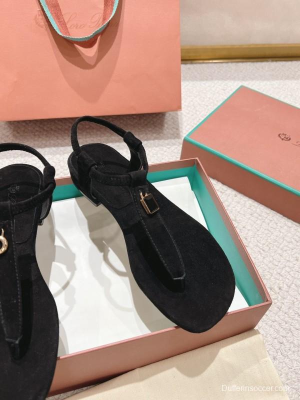 2025 Women LP Black Suede Sandals LY00000