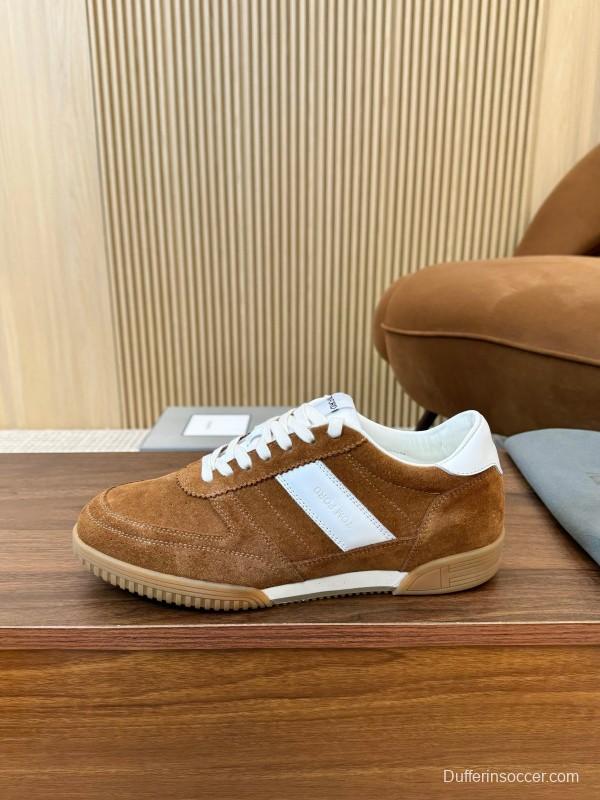 2025 Men TOM FORD Brown White Suede Leather Casual Shoes LY00360