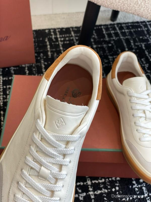 2024 Unisex Loro Piana White Beige Leather Calfskin Plimsolls MJ00320