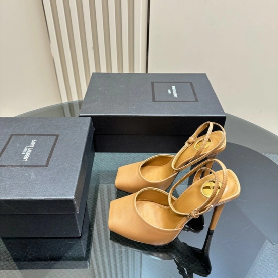 2025 Women Yves Saint Laurent Tan Calf Leather Heels KFY00280